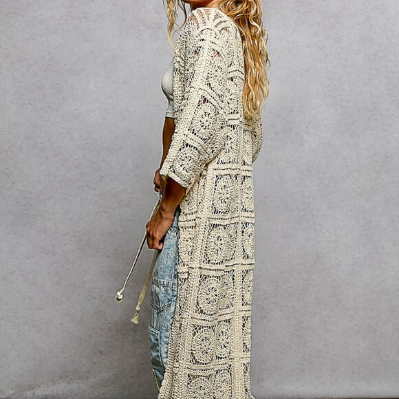 POL Full Length Crochet Bohemian Patchwork Duster - Picture 4 of 6